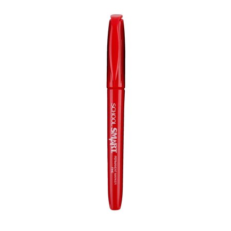 SCHOOL SMART Non-Toxic Quick-Drying Water Resistant Permanent Marker, 1 mm Fine Tip, Red, Pack of 12 PK PY100200-RED
